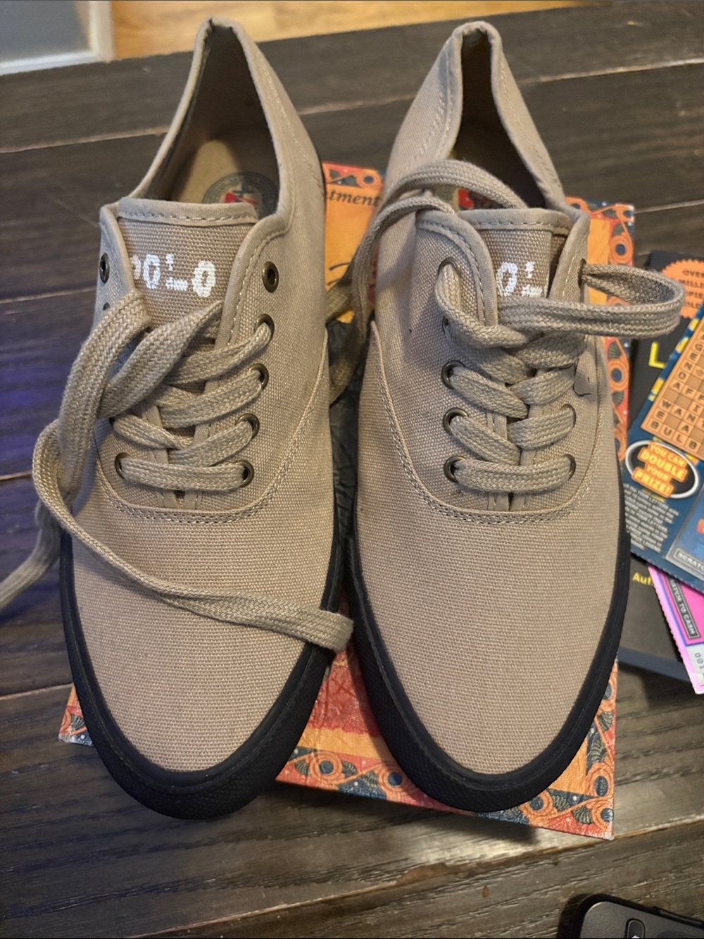 Polo Men's Canvas Lace-Up Sneakers in Taupe